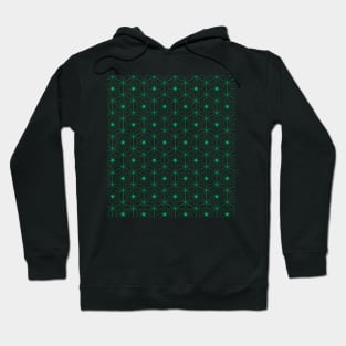 background with hexagon motif and green star Hoodie